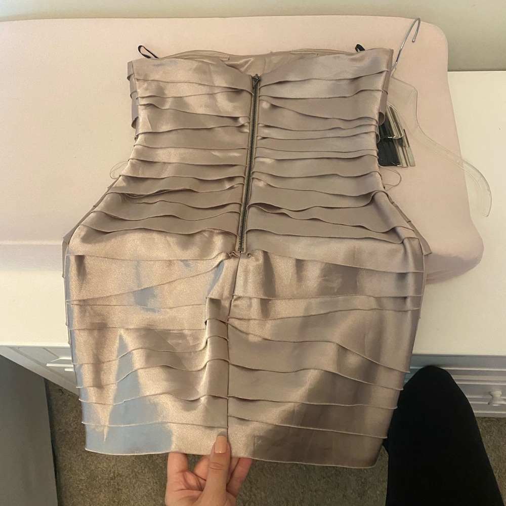 Strapless champagne mini dress